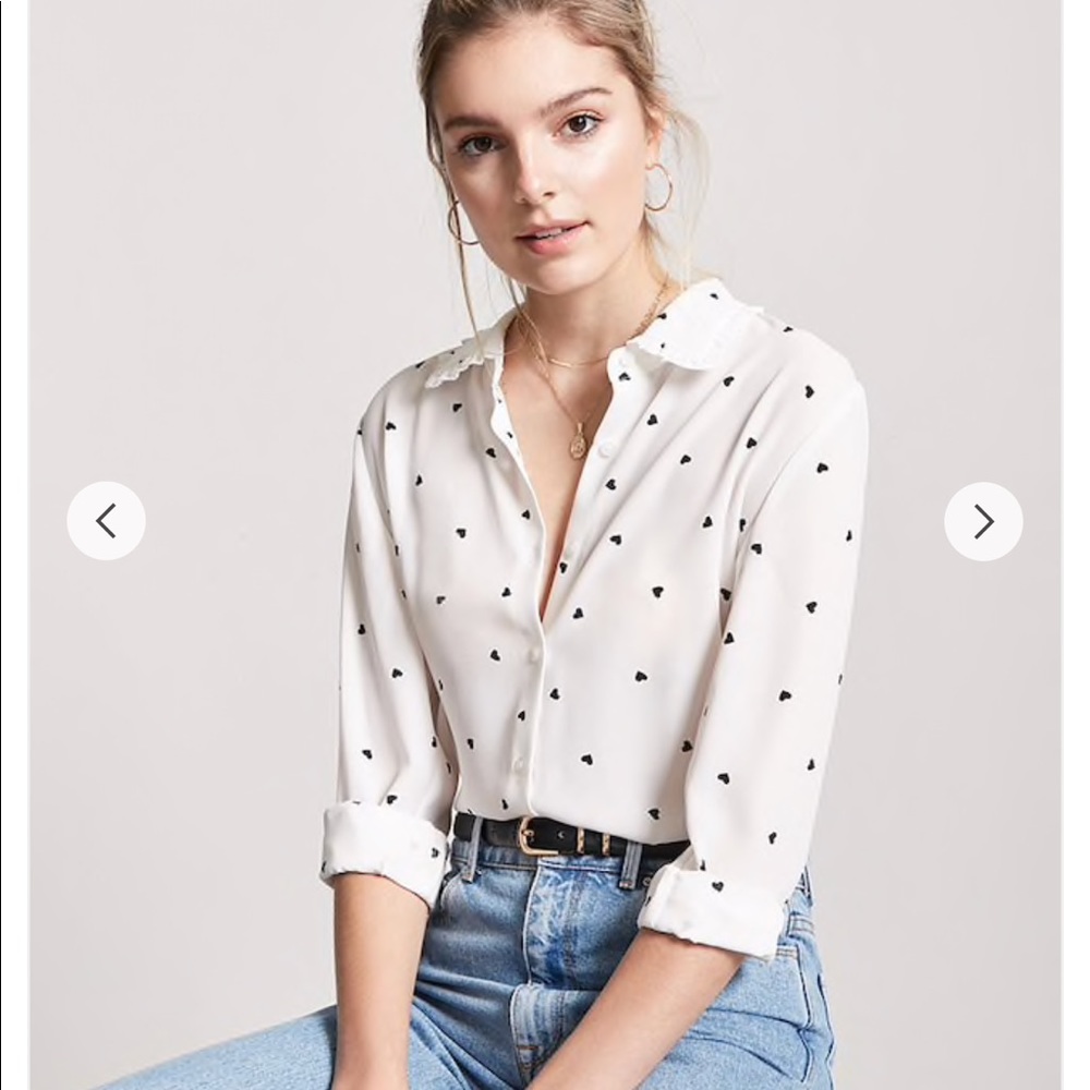 Forever 21 heart print shirt
